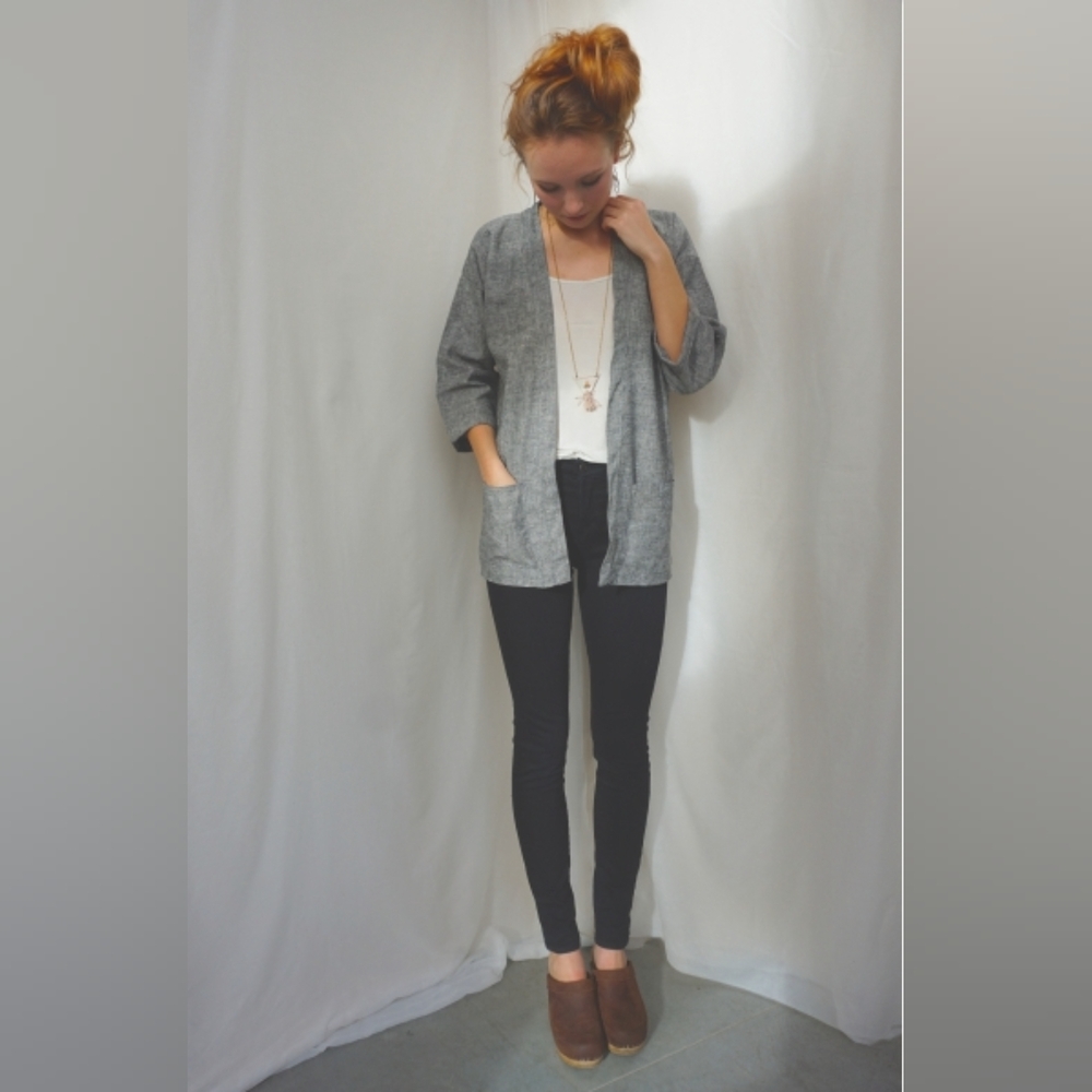 Grey Open-Front Women's Jacket